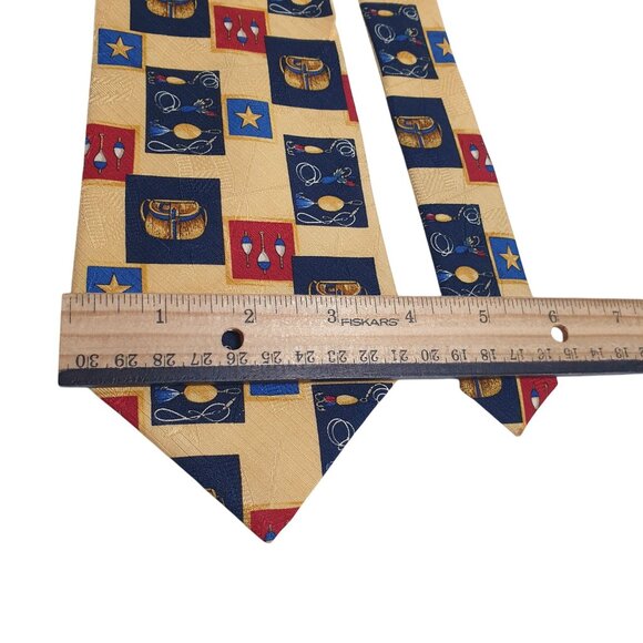 Tommy Hilfiger Men Vintage Silk Tie Fly Fishing Star Sport Dad Gift Designer - Picture 3 of 5